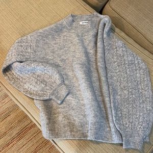 Cable Slv Sweater in Grey L